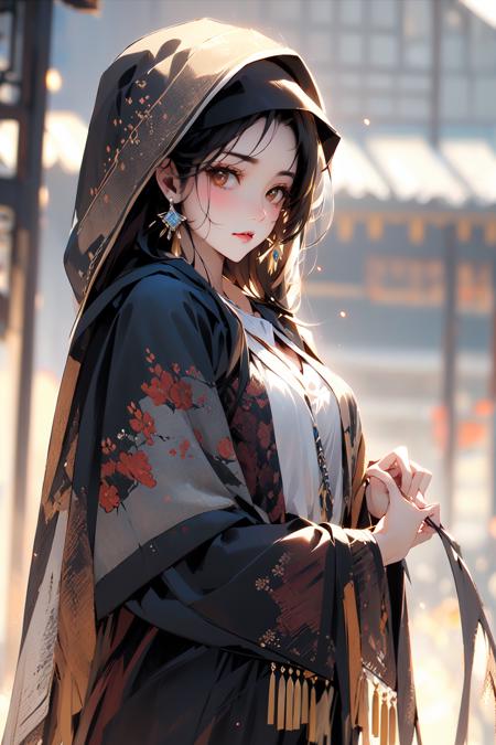 20360-3687934419-(masterpiece_1.2),best quality,Chinese style,(cowboy shot_1.5)_1girl,solo,looking at viewer,veil,black hair,blurry,long hair,blu.png